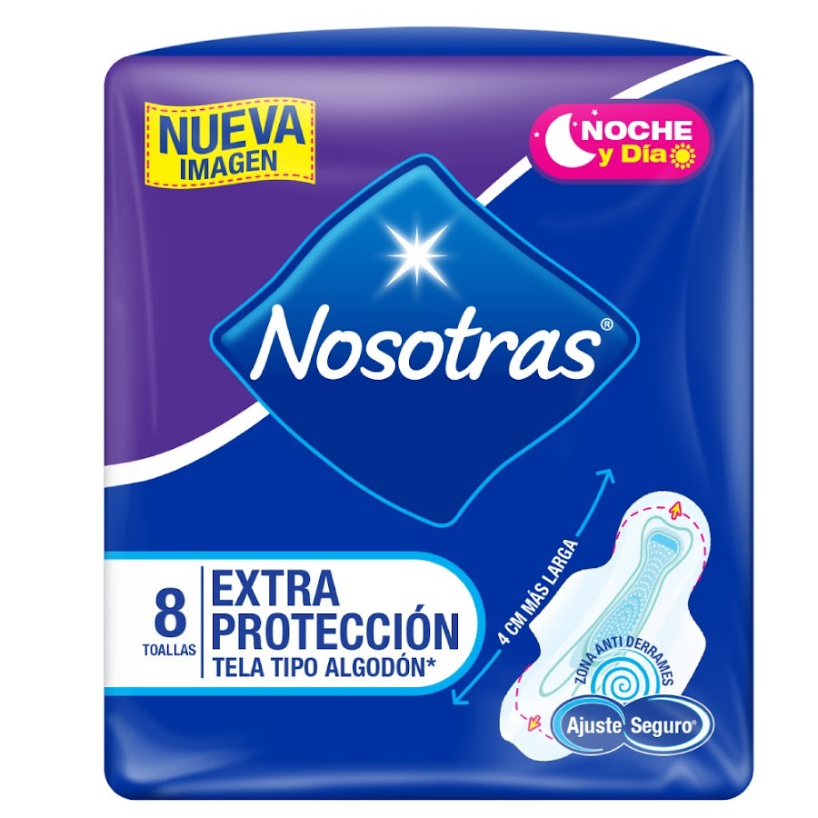 Toallas Intimas NOSOTRAS Extra Protección Suavesec Anti Derrames x8Und