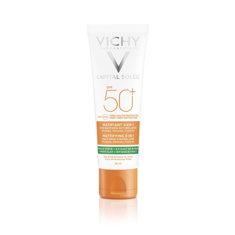 **Protector Solar Vichy Capital Soleil 3 en 1 Protege Absorbe y Controla 50+ SPF x 50Ml