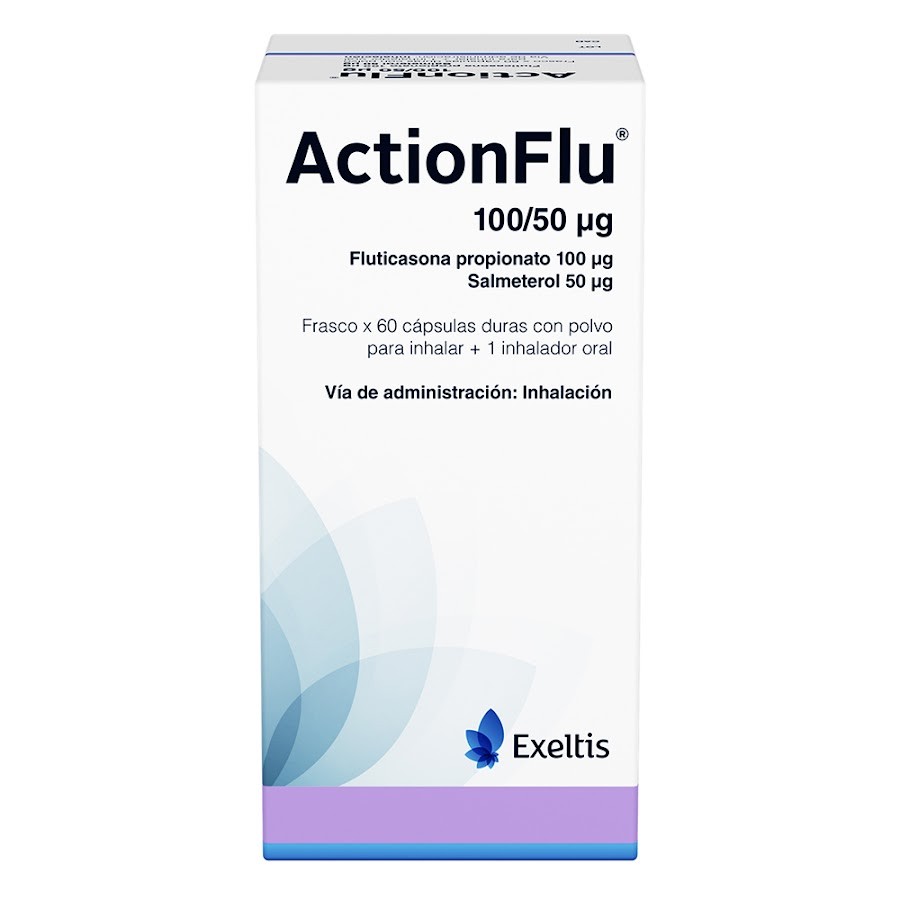 Actionflu 100/50 mcg INH + Frasco x 60 Cap Fluticasona Propionato Salmeterol