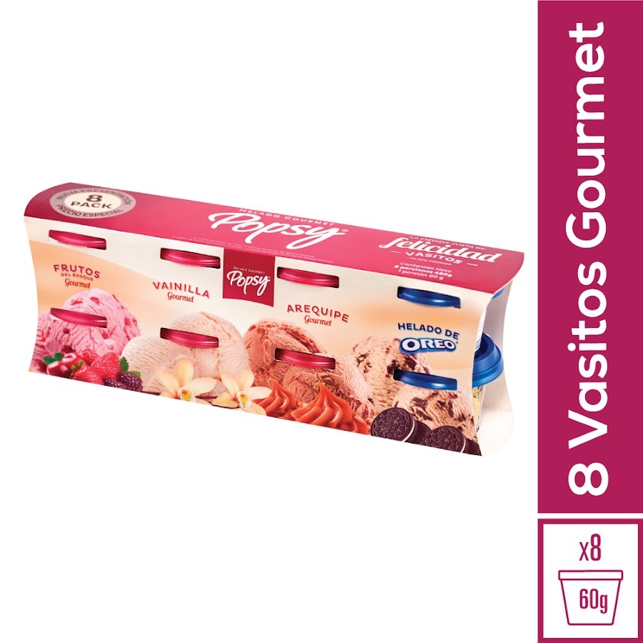 Helados Popsy Eight Pack Sabores Surtidos x 8Unix60Gr c/u