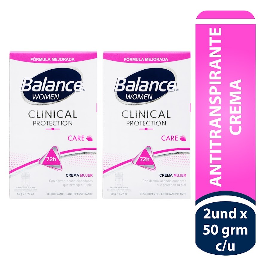 $Oferta Desodorante Balance Clinical Crema Care Women x 2Und de 50Gr c/u