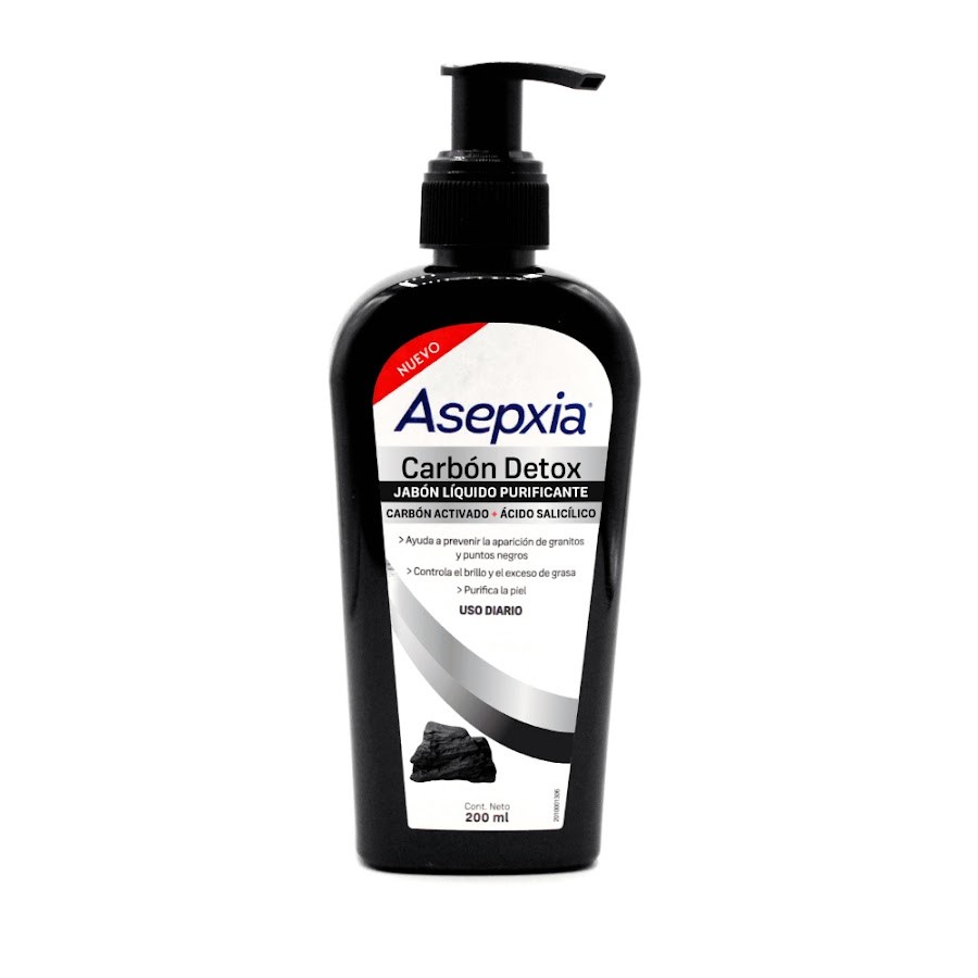Jabón Liquido Asepxia Facial Antiacné Carbón 200 ML