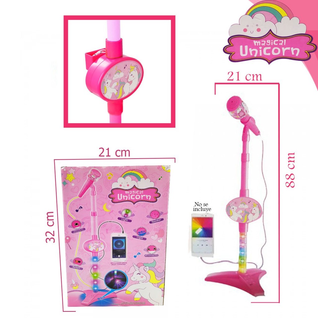 Unicornio Micrófono Juguete Niña Jugueteria Mp3 Luces Didactico