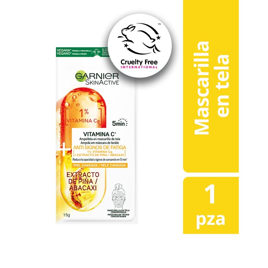 Mascarilla Garnier Skin Active Ampolleta en Tela Efecto Anti Signos de Fatiga x15gr