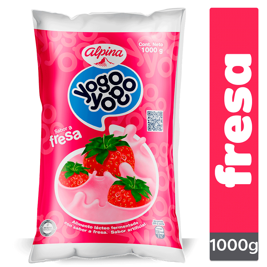 Yogurt Yogo Yogo Fresa Bolsa x 1000Gr
