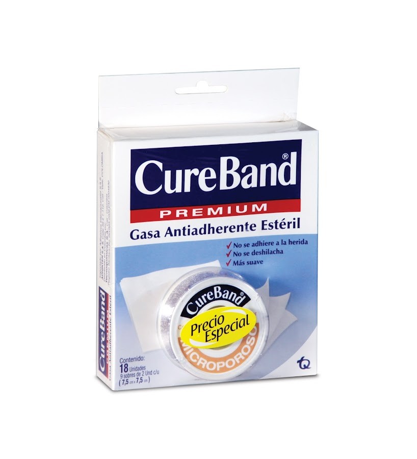 Gasa Esteril Cure Band Premium Caja x 18Und + Cinta Microporo