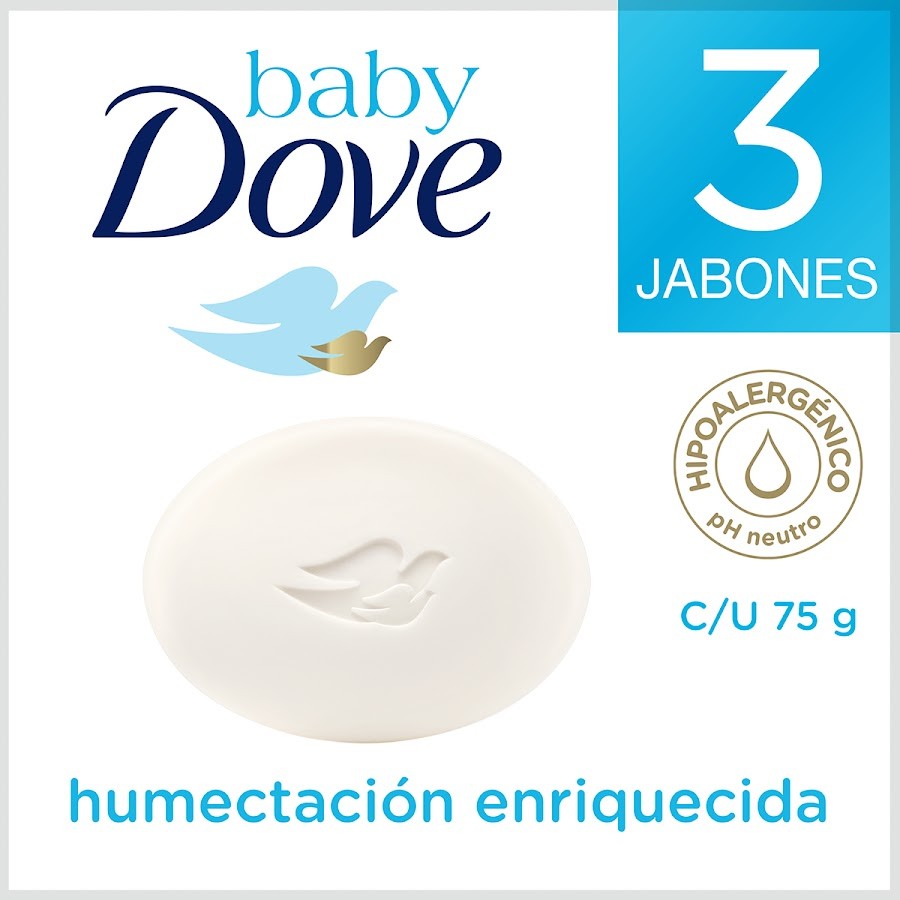 JABÓN TOCADOR DOVE BABY CORPORAL HUMECTACION ENRIQUECIDA X3UNDX75G.