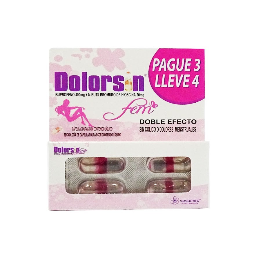 OFERTA FRACCIÓN DOLORSIN FEM 400/20MG CÁPSULAS CAJX4CAP.PAG3LEV4 NOVAM