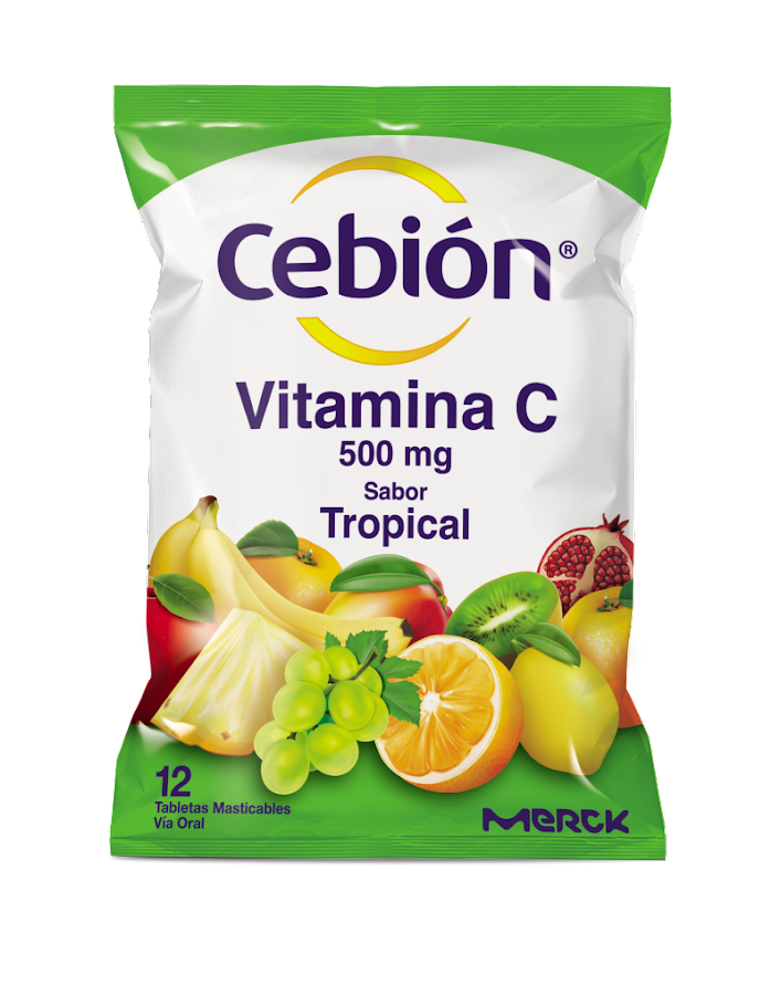 Cebión 500Mg Tropical Tab. Sobre x12Tab Merck Ácido Ascórbico
