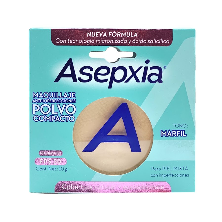 Maquillaje Polvo Compacto Asepxia Tono Marfil 10 G