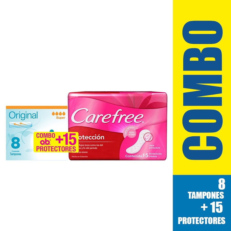 Oferta Tampones O.B Super x Und + Protectores Intimos Carefree x 15Und