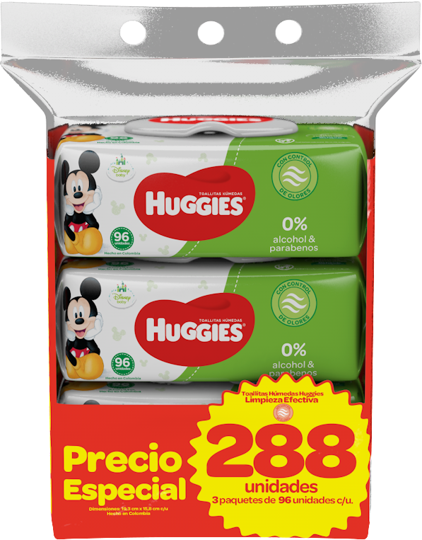 **OFT. TOALLAS HÚMEDAS HUGGIES ACTI FRESH SIN ALCOH X3PAQX288UND.