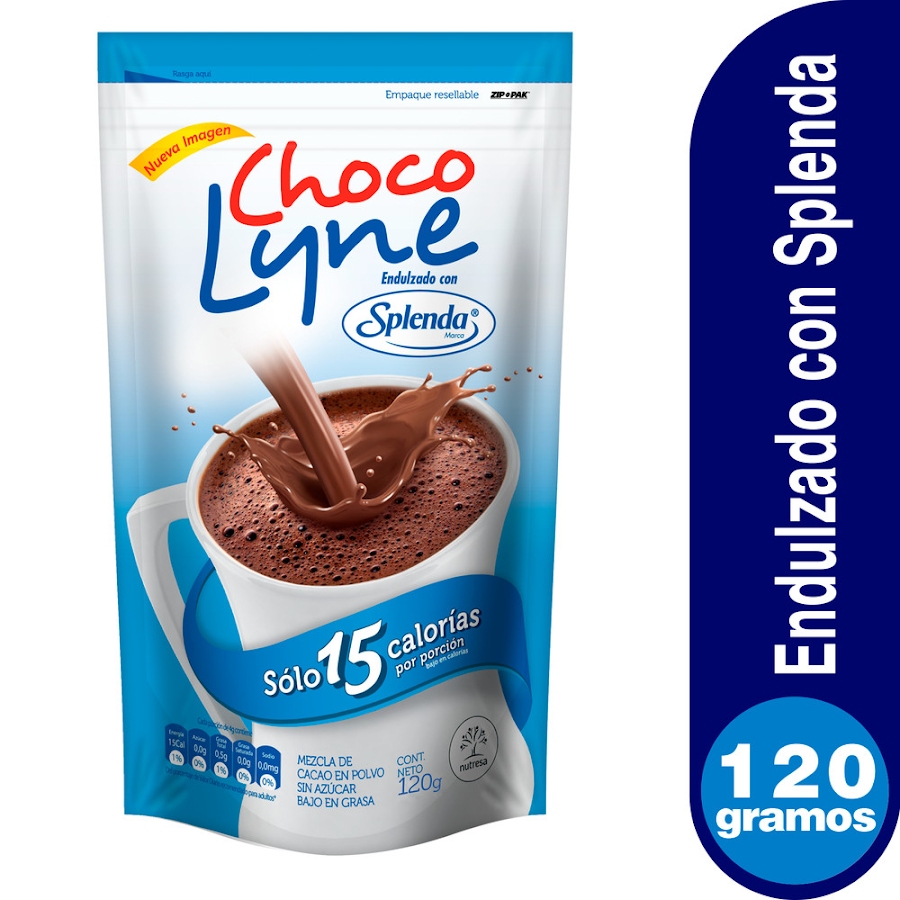 CHOCOLATE CHOCO LYNE EN POLVO CON SPLENDA X 120G.