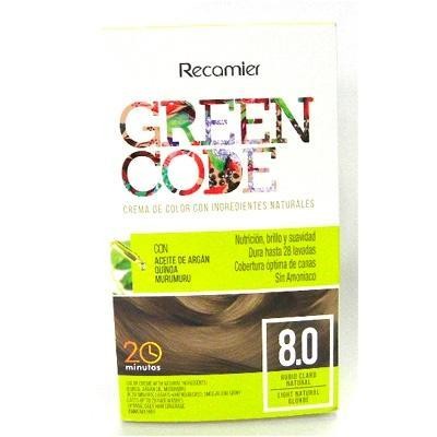 KIT TINTE RECAMIER GREEN CODE INGREDIENTES NAT. RUBIO CLARO # 8.0X1UND