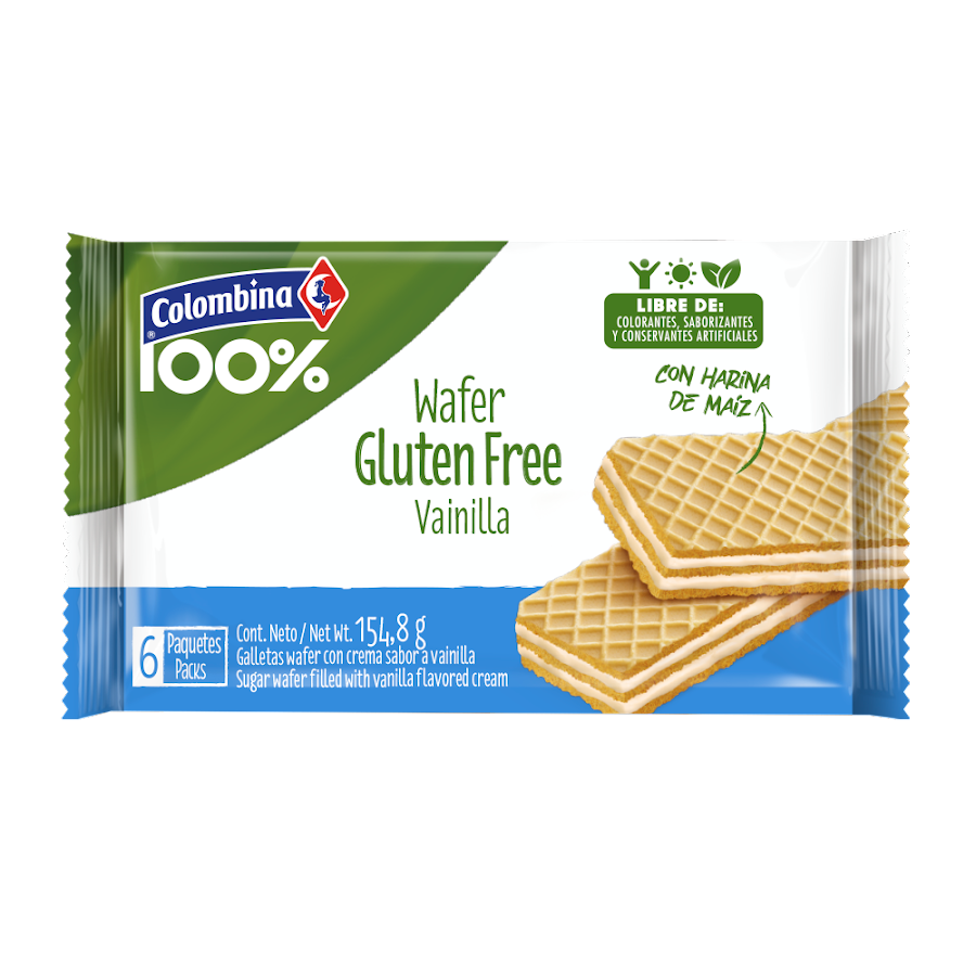 GALLETA COLOMBINA 100% BRIDGE VAINILLA DOBLE CREMA GLUTEN X154.8GX6UND