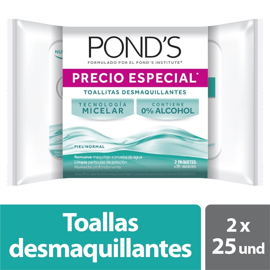 $Oferta Toallas Desmaquillantes Ponds Original 2und x25und