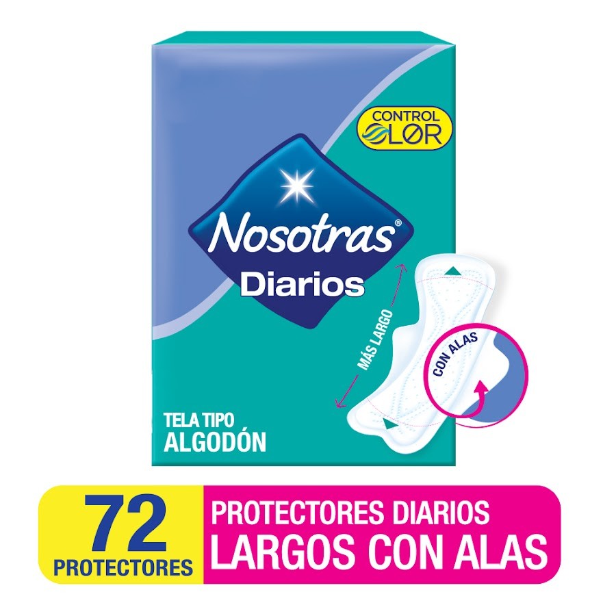 Protectores Diarios Nosotras Largos Con Alas X 72 Unidades