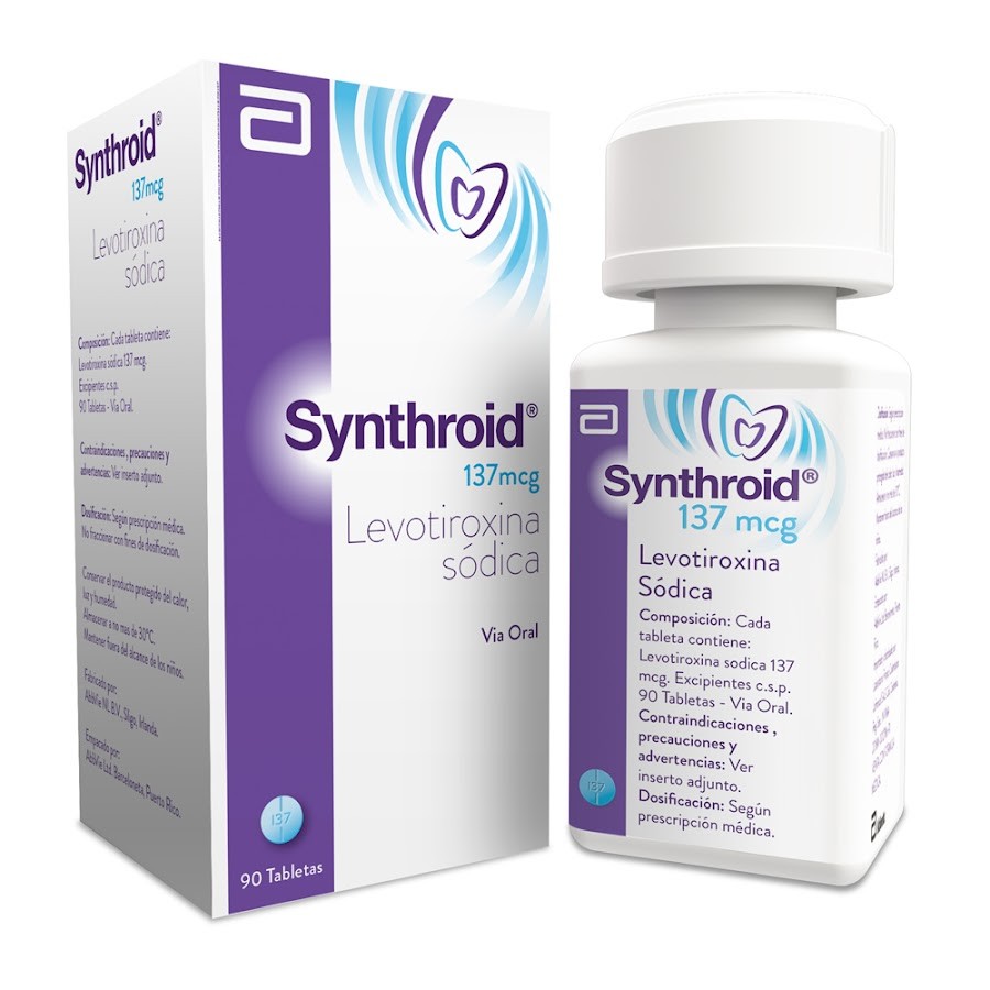 Synthroid Abbott Levotiroxina sodica 137Mcg Caja x 90Tab