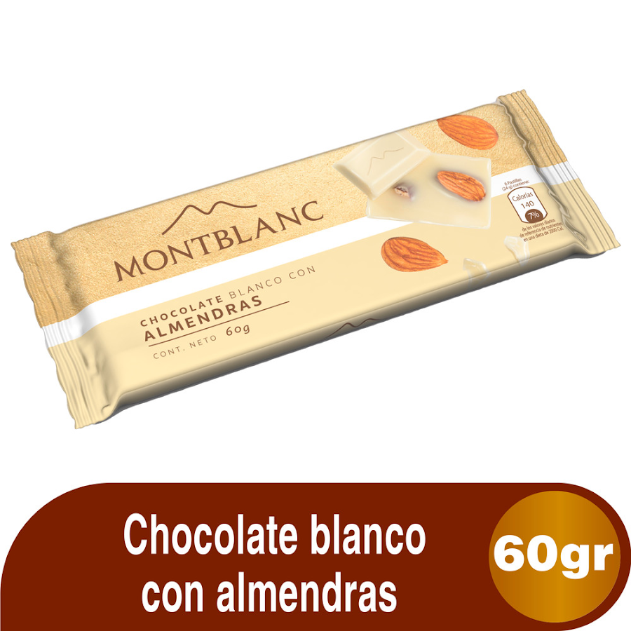 Chocolatina MONTBLANC Blanco con Almendras X60G
