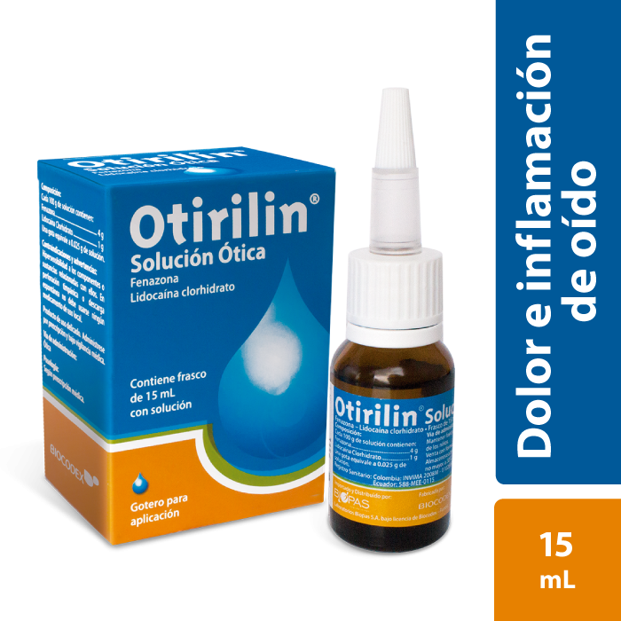Otirilin Solución Ótica Fco. x15Ml. BIO Fenazona Lidocaína Clorhidrato.