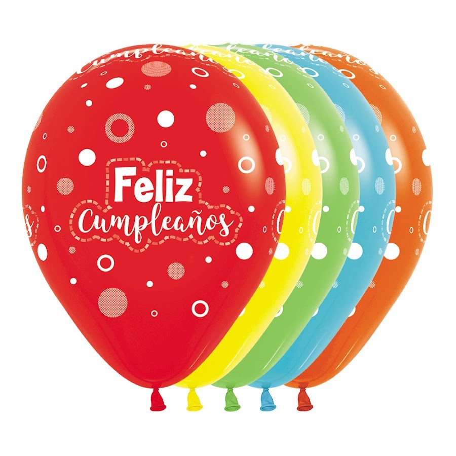 Globos de Feliz Cumpleaños Sempertex Colores Surtidos x 12Uni