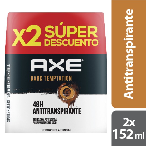 Oferta Desodorante Antitranspirante Aerosol Hombre Axe Dark Temptation 2X152Ml