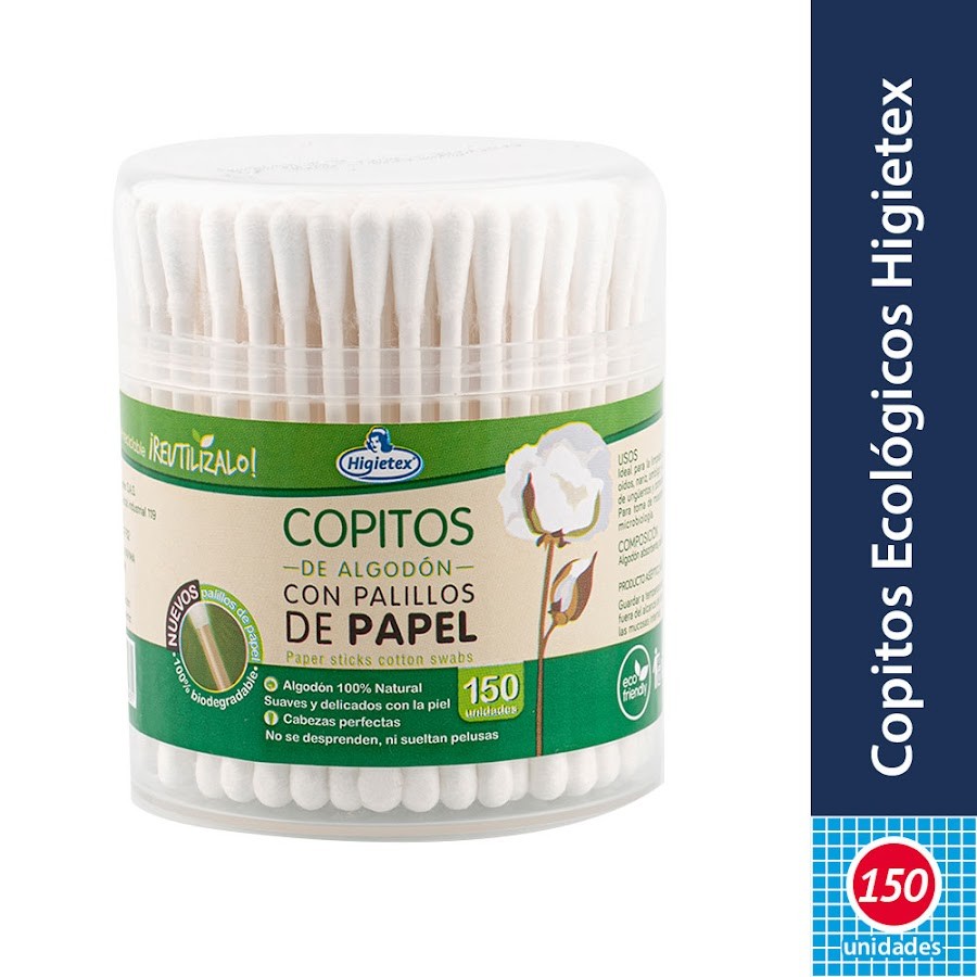 Copitos Higietex Hisopo con Palillos de Papel x 150Und
