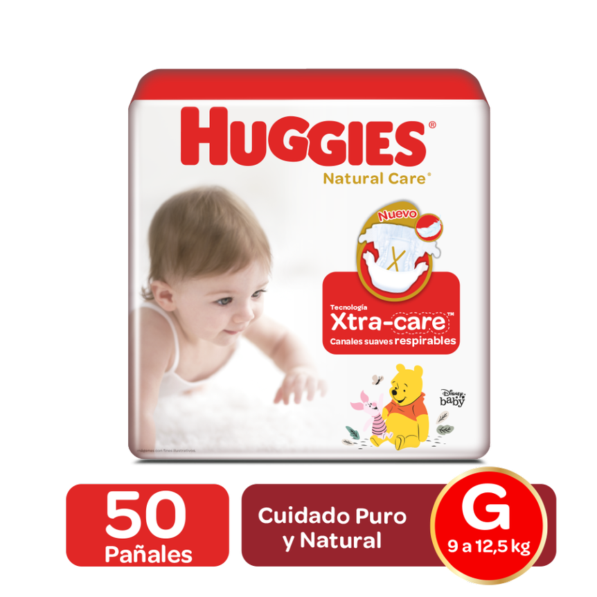 PAÑAL HUGGIES NATURAL CARE TALLA G-3 X50UNI UNISEX