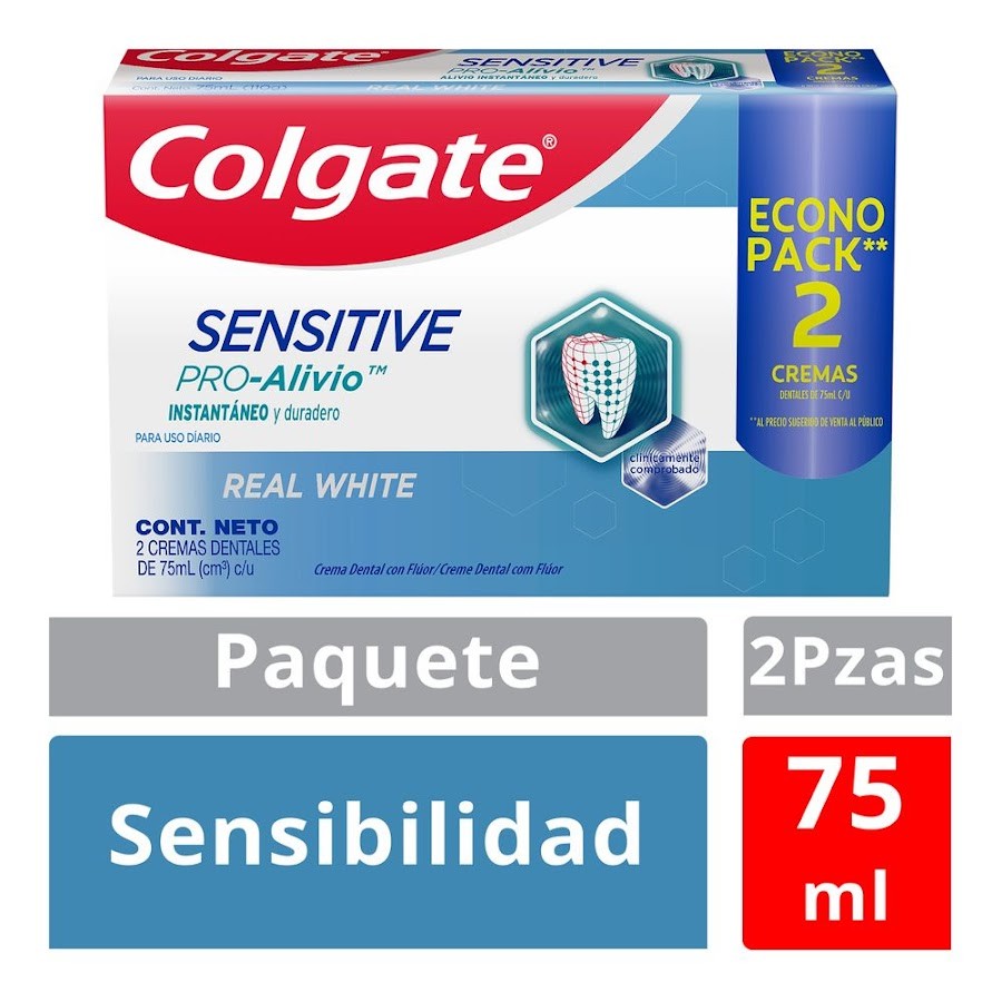 OFERTA CREMA DENTAL SENSITIVE PRO-ALIVIO REAL WHITE X2 X75 ML