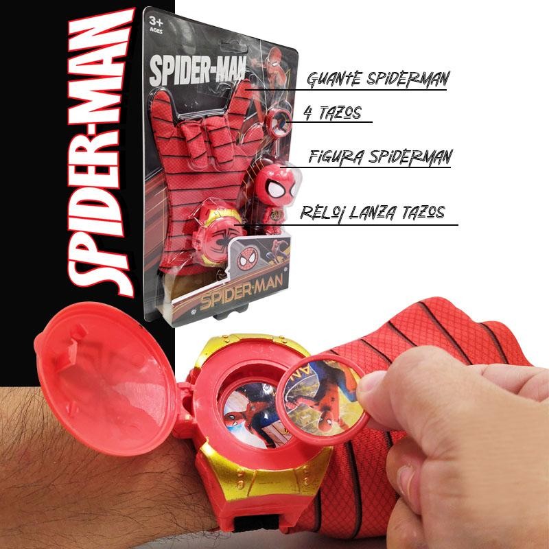 SPIDERMAN GUANTE RELOJ LANZA TAZOS JUGUETE SUPER HÉROES DJ8802-3