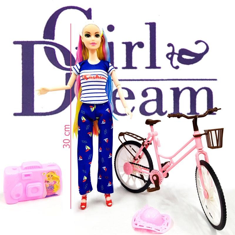 MUÑECA BICICLETA GIRL DREAM ARTICULADA JUGUETE NIÑAS FASHION BEAUTY DJ678A2-2