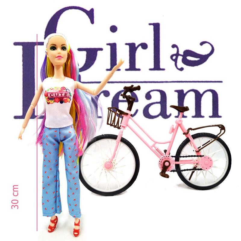 MUÑECA BICICLETA GIRL DREAM ARTICULADA JUGUETE NIÑAS FASHION BEAUTY DJ678A2-3
