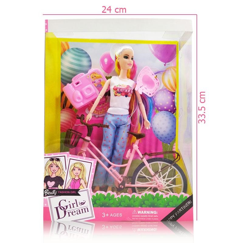 MUÑECA BICICLETA GIRL DREAM ARTICULADA JUGUETE NIÑAS FASHION BEAUTY DJ678A2-3