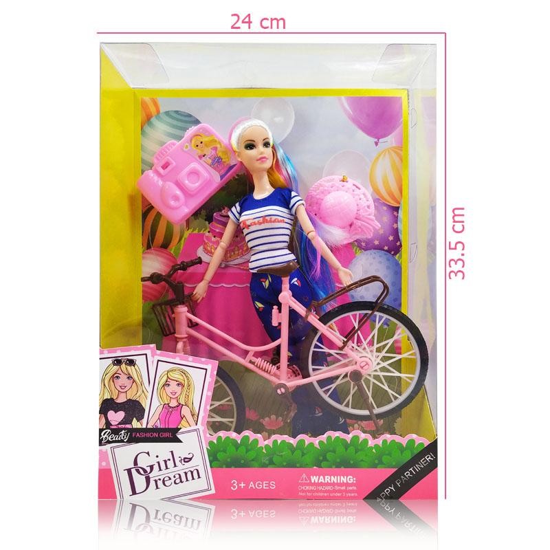 MUÑECA BICICLETA GIRL DREAM ARTICULADA JUGUETE NIÑAS FASHION BEAUTY DJ678A2-2