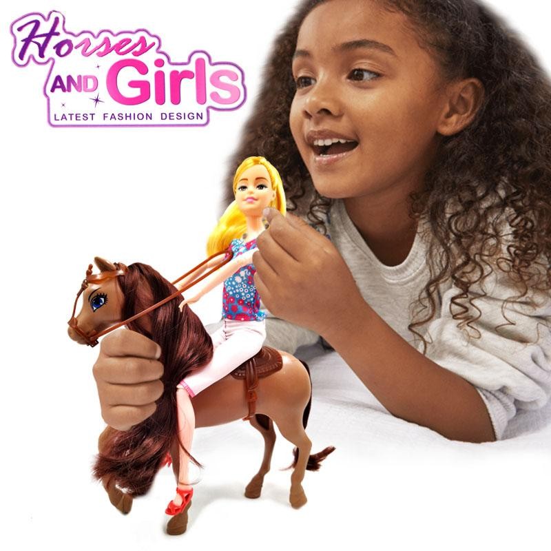 MUÑECA HORSES AND GIRLS JINETE CABALLO CAFÉ JUGUETE NIÑAS DJ2081-2