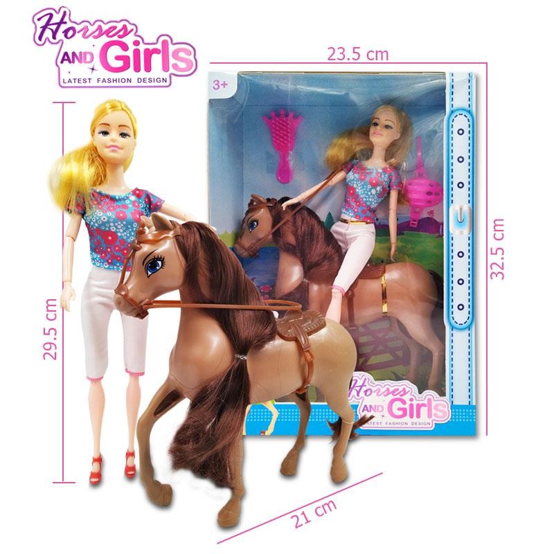 MUÑECA HORSES AND GIRLS JINETE CABALLO CAFÉ JUGUETE NIÑAS DJ2081-2