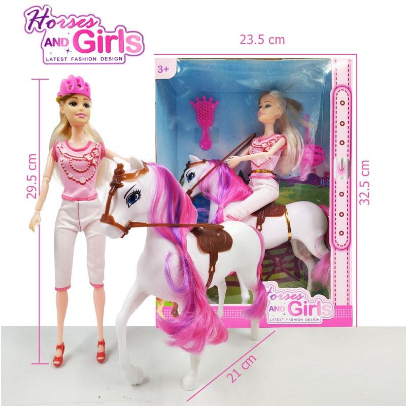 MUÑECA HORSES AND GIRLS JINETE CABALLO BLANCO JUGUETE NIÑAS DJ2081