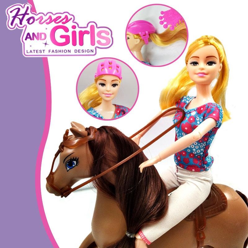 MUÑECA HORSES AND GIRLS JINETE CABALLO CAFÉ JUGUETE NIÑAS DJ2081-2