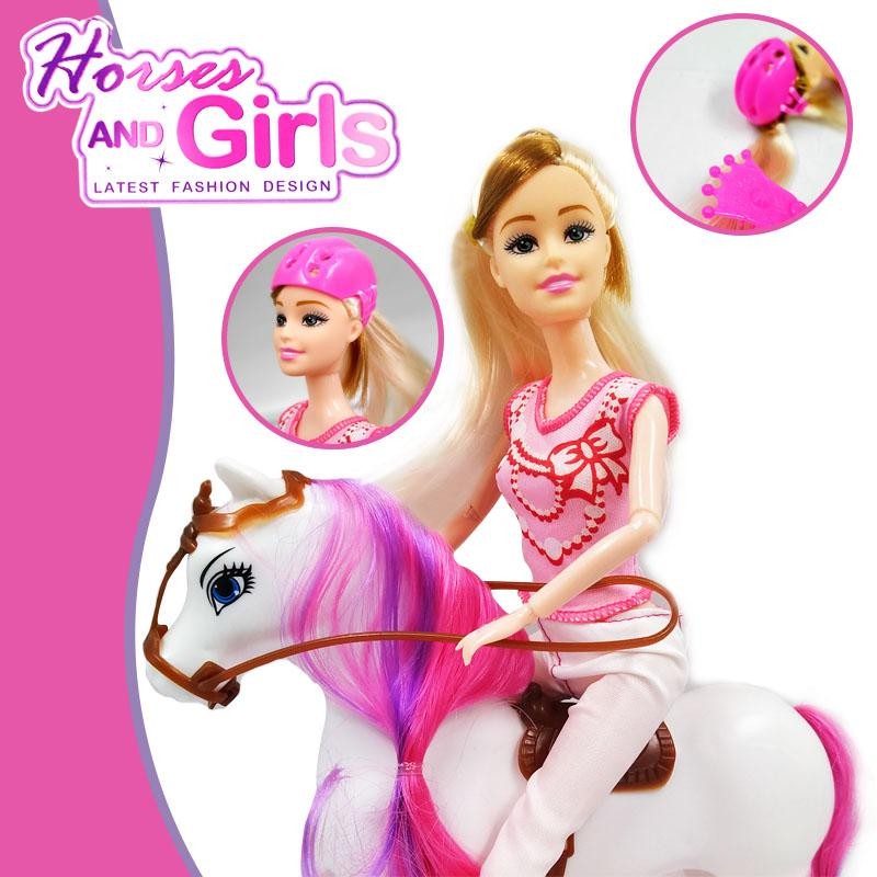 MUÑECA HORSES AND GIRLS JINETE CABALLO BLANCO JUGUETE NIÑAS DJ2081