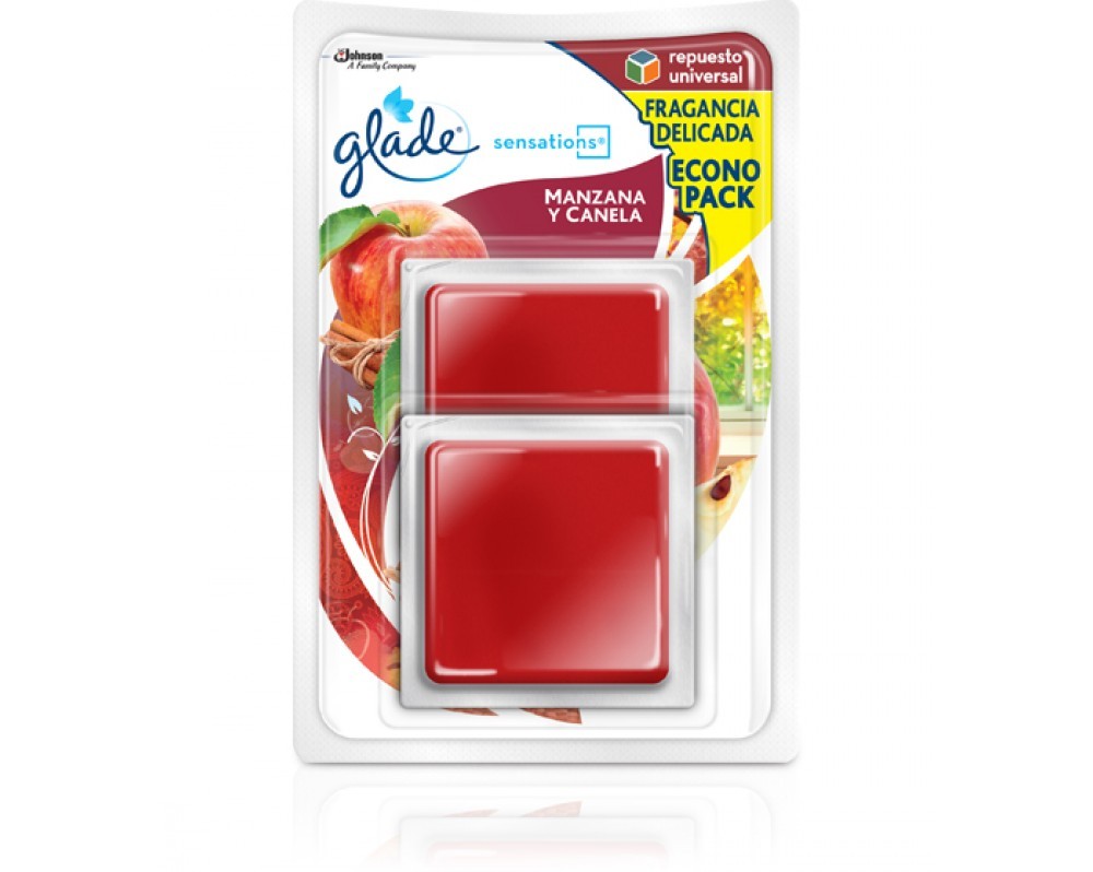 AMB GEL REP MANZANA CANELA GLADE X2*16GR