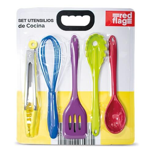 SET UTENSILIOS DE COCINA EN SILICONA RED FLAG X 5 UND