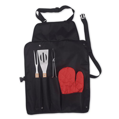 SET UTENSILIOS PARA BBQ RED FLAG X 5 UND