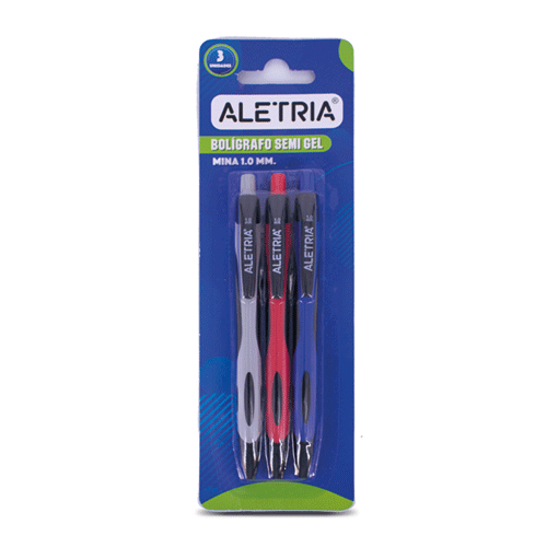 SET BOLÍGRAFO GRIP - GEL ALETRÍA X 3 UND