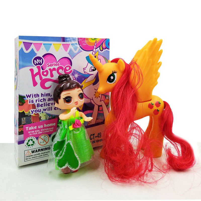 PONYS UNICORNIO NARANJA ALAS JUGUETES JUGUETERÍA PONYS DIDÁCTICO JUEGOS NIÑAS (DJ1410202013)