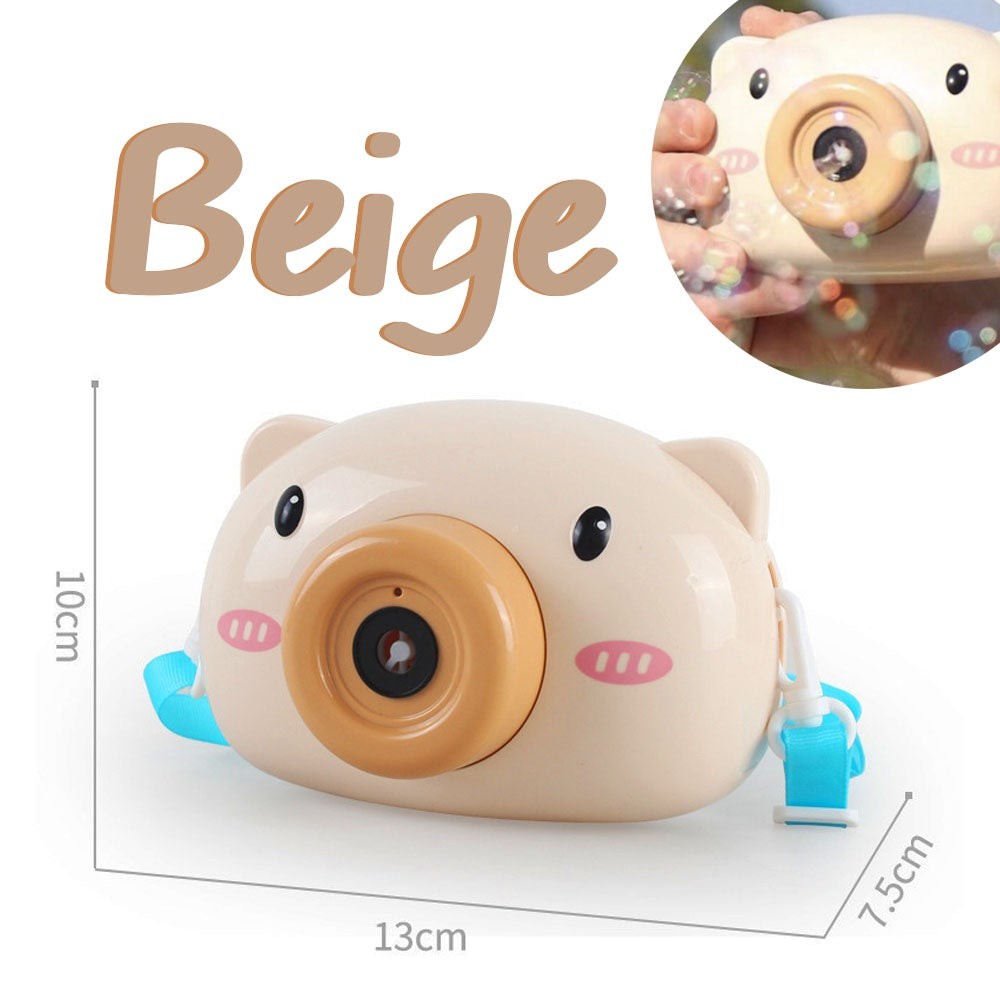 CÁMARA BURBUJAS BEIGE JUGUETE BURBUJERO AUTOMÁTICO DISPENSADOR CERDITO (DJ3999-10)