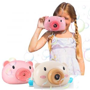 CÁMARA BURBUJAS BEIGE JUGUETE BURBUJERO AUTOMÁTICO DISPENSADOR CERDITO (DJ3999-10)