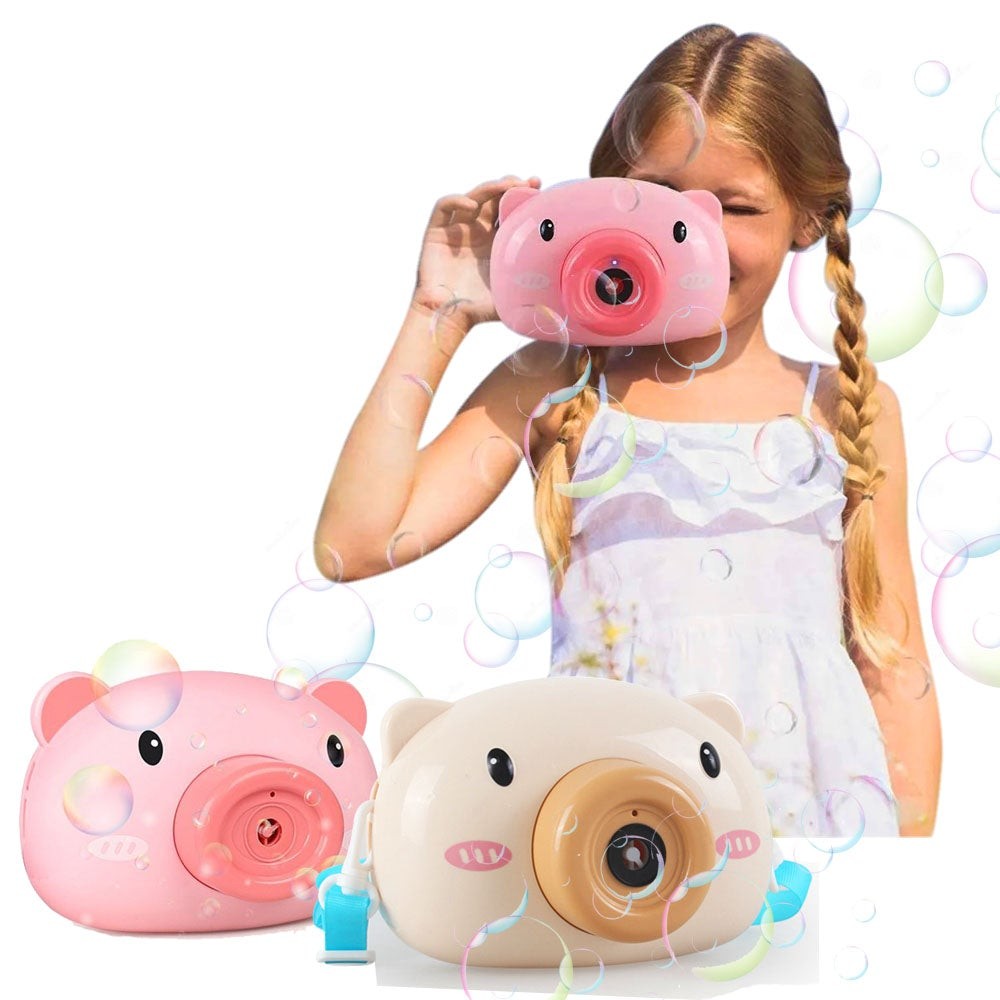 CÁMARA BURBUJAS BEIGE JUGUETE BURBUJERO AUTOMÁTICO DISPENSADOR CERDITO (DJ3999-10)