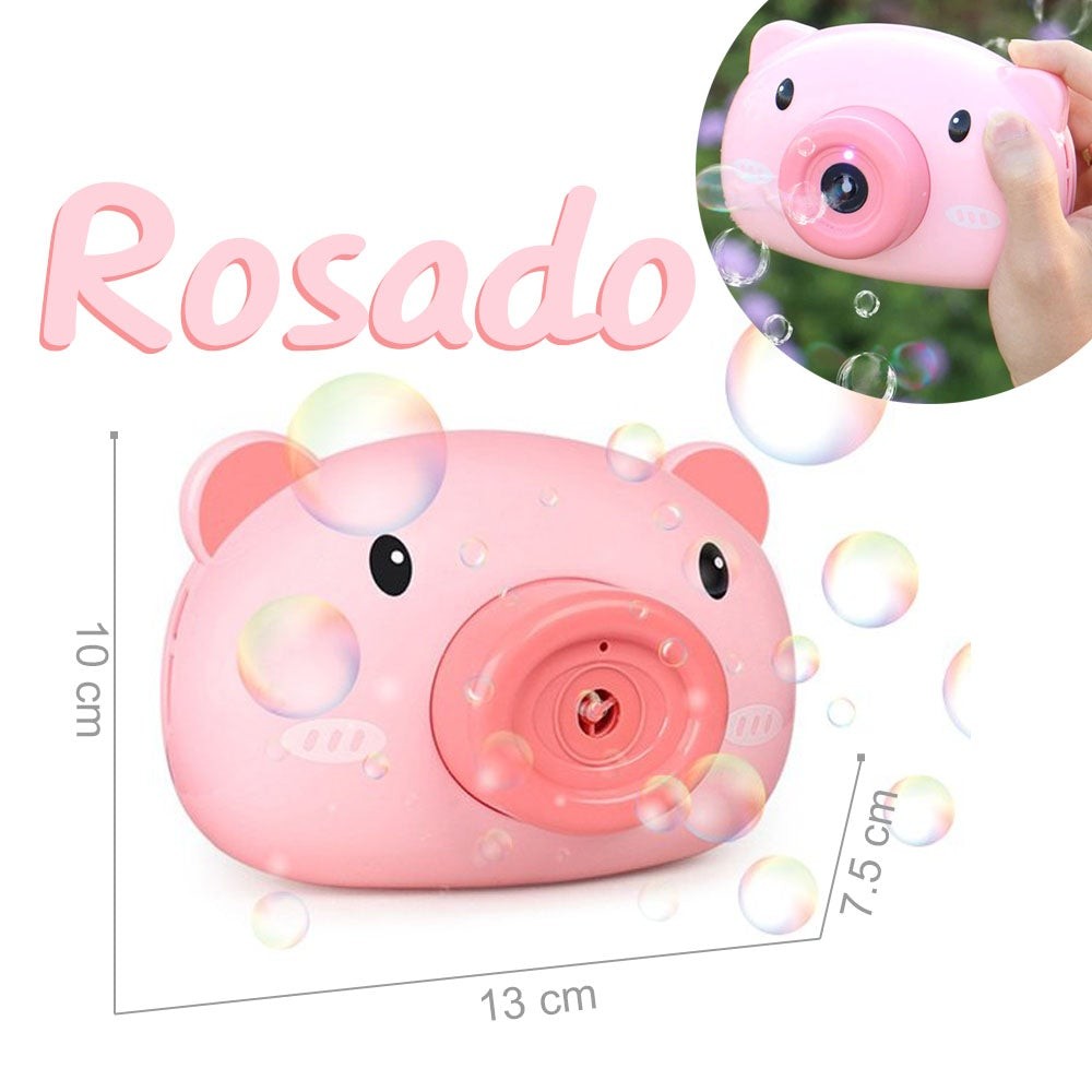 CÁMARA BURBUJAS ROSADO JUGUETE BURBUJERO AUTOMÁTICO DISPENSADOR CERDITO (DJ3999-9)