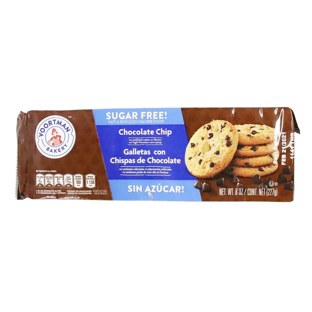 GALLETA CHIPS CHOCO SF VOORTMAN  x 227GR