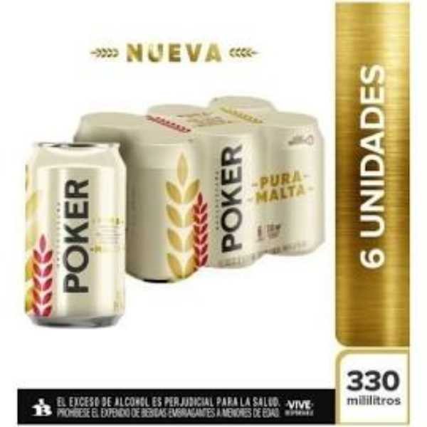 CERVEZA LATA POKER PURA MALTA X6 x 330ML